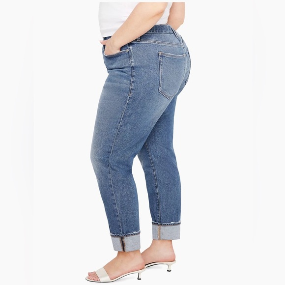 Good American The Weekender Cuffed Jeans High Waist Medium Wash Plus Size 20 - Picture 2 of 10